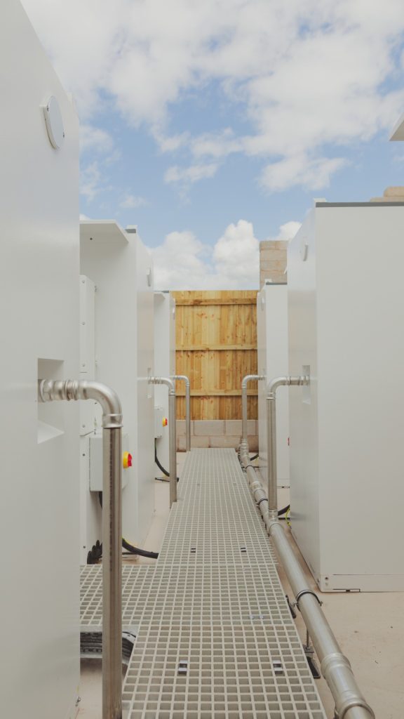 650kWh PrimePower battery storage system comprising six 109kWh units with 50kW hybrid inverters.