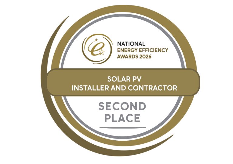 Second Place Badge 2026 National Energy Efficiency Award Solar PV Installer and Contractor